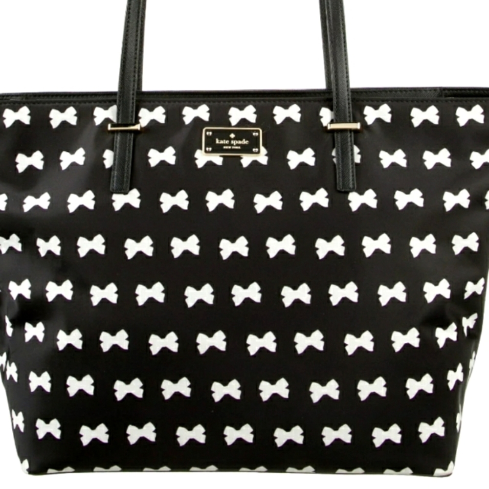 KATE SPADE ♠️ LEATHER TRIM CANVAS TOTE BAG (LARGE)